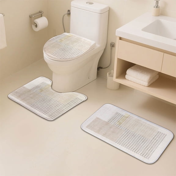 Tuvgenk Quick Dry Bath Mat Set Non Slip 3 Piece Absorbent Toilet Rugs Rectangle Multicolor Long Bathroom Floor Mat for Tub