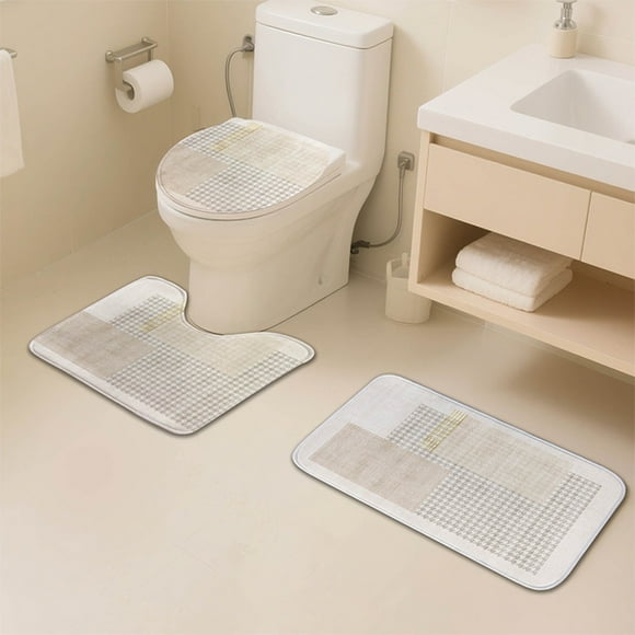 EGNMCR Tapis de Salle de Bain, Tapis pour Salon, Tapis, Ensemble Absorbant 3 Pcs Grande Taille Déco Maison Antidérapant Doux et Confortable Couverture de Bain en Flanelle de Qualité Supérieure Épaisse Lavable Sèche Plus Facilement Polyester s