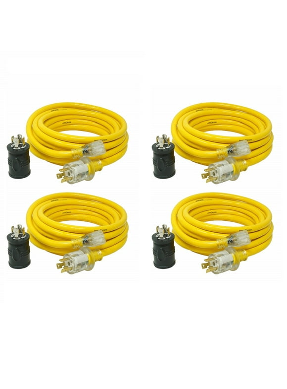Yellow Jacket 25 Ft. 10/3 15A Generator Cord with Bonus Adapter (Pack of 4)