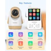 HelloBaby Video Baby Monitor with Remote Pan-Tilt and 4 LCD Screen, HB6341