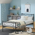 Yoneston Kids Twin Size Metal Platform Bed with Bowknot Headboards Easy