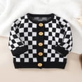 thumbnail image 2 of Infant Baby Boy Girl Autumn Winter Sweater Checkerboard Pattern Long Sleeve Round Neck Pullover Button-Down Knitwear Cardigan, 2 of 7