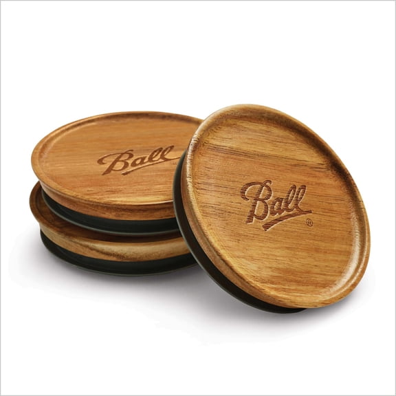 Ball Wooden Storage Lids, Wide Mouth, Ball Jar Lids, 3-Pack