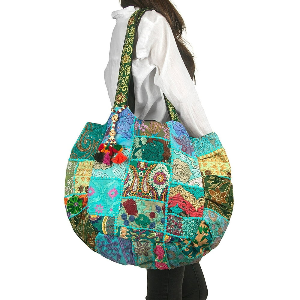 Tribe Azure TribeAzure Large Oversize Blue Canvas Shoulder Bag