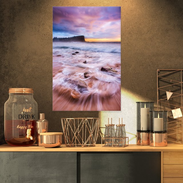 Bord de Mer Fascinant avec Eaux Blanches - Grande Impression sur Toile