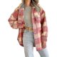 thumbnail image 1 of Winter Wool Coat Casual Plaid Flannel Shacket Jacket Oversized Button Down Long Sleeve Fall Shirt Jacket Coat Tops Jacket Women, 1 of 5