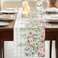 thumbnail image 3 of Table Runners 90 Inches Long Dress Scarves, Colorful Flowers Farmhouse Coffee/Dining/Kitchen Table Runner for Living Room, Spring Floral Leaves Botanical Gray Plaid 13x90 Inch, 3 of 9