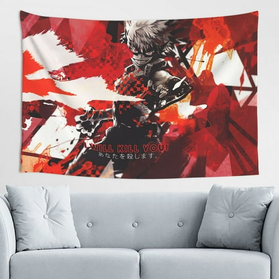 My Hero Academia Bakugo Katsuki Tapestry Wall Hanging Home Decoration Wall Blanket Dormitory Living Room Bedroom Backdrop Poster( 60x40inch)