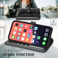 thumbnail image 4 of Wallet Case for iPhone XS Max Magnetic Clasp Folio Kickstand Premium Leather Case with Hand Strap, [RFID Blocking] Credit Card Slots Shockproof TPU Inner Cover For iPhone XS Max, Black, 4 of 9
