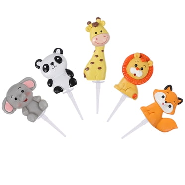 56 Pcs Safari Animal Cake Topper Set - Jungle Party Decor With Mini Hats, Animals, Pom Poms & Gift Boxes