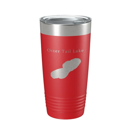 

Otter Tail Lake Map Tumbler Travel Mug Insulated Laser Engraved Coffee Cup Minnesota 20 oz Red