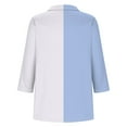 thumbnail image 4 of VERUGU Womens Tops 3/4 Sleeve Shirts V-Neck Lapel Loose Casual Comfy Blouses Trendy Patchwork Color Versatile T-shirts for Leggings Light Blue S, 4 of 5