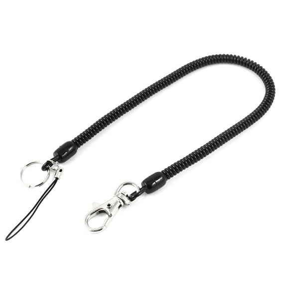 Lobster Clasp Keys Hanging Holder  Coil Keychain Keyring Black