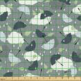 thumbnail image 2 of Ambesonne Weather Fabric by the Yard Upholstery, Rain and Umbrella Patterns, 10 Yards, Pale Green and White, 2 of 5