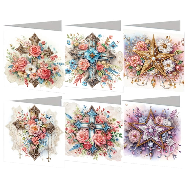Tarjetas de felicitación Likrtyny hechas a Mano DIY pintura diamantes 6 Uds