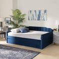 thumbnail image 6 of Baxton Studio Lennon Modern and Contemporary Navy Blue Velvet Fabric Upholstered Queen Size Daybed with Trundle, 6 of 7