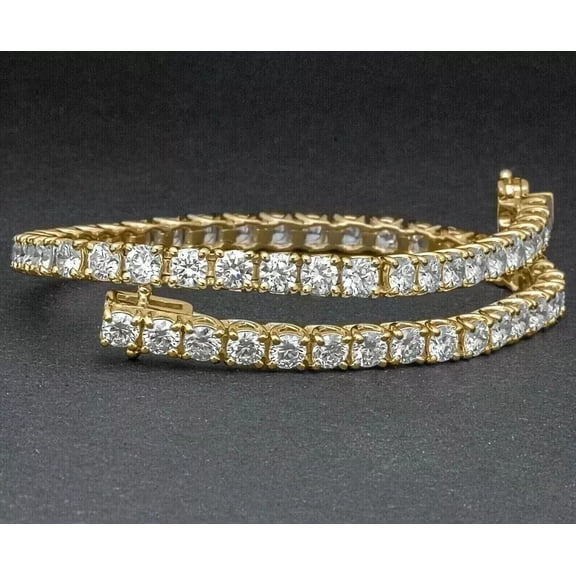 3MM 7Ct Round Cut Lab Created Diamond Women's Engagement Tennis Bracelet 14K Yellow Gold Plated 7"