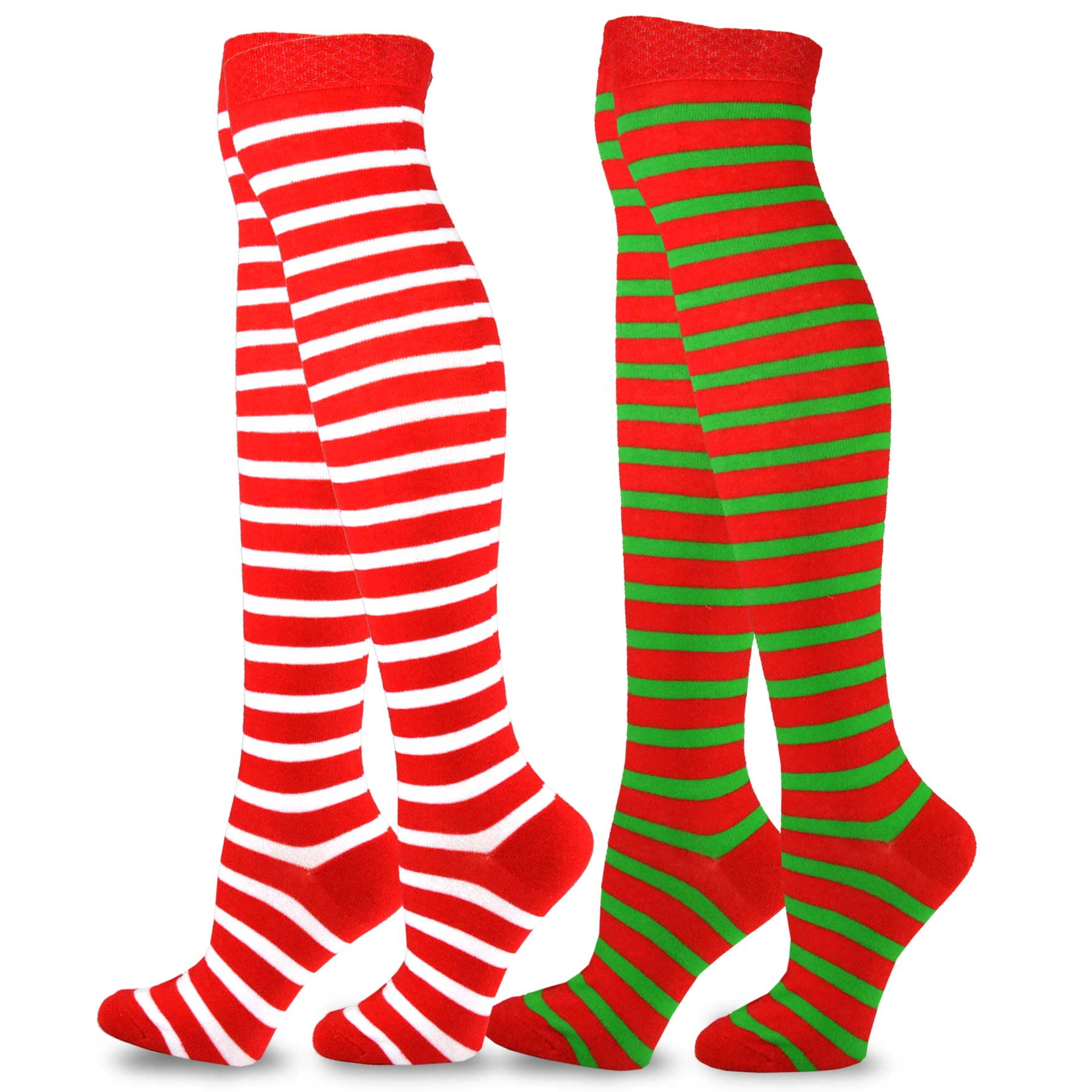 Christmas Holiday Red Green Stripe Polka Dot Argyle Leg Warmers