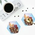 thumbnail image 4 of Honeii Trip to London print Leather Coaster Set of 4, ideal for safeguarding your furniture from drinks spills and effortless cleanup-Hexagon, 4 of 6