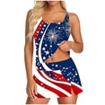 thumbnail image 3 of Danhjin 4th of July Tankini Swimsuits for Women Independence Day's 3 Piece Sets Tankini Top with Skirt and Brief Printed Tummy Control Bathing Suit, 3 of 6