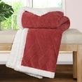 thumbnail image 3 of BNM Fleece Sherpa Reversible Lattice Blanket, King, Poppy Red, 3 of 8