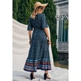 thumbnail image 3 of Women's Boho Flared Sleeve Paisley Maxi Dress, 3 of 3