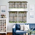 thumbnail image 2 of Retro Brown Door Kitchen Curtains Sets for Windows 36 Inch Length, Rustic Vintage Garden Wooden Door Rod Pocket Window Treatments Tier Curtains and Valances Set for Bedroom/Bathroom, 2 of 8