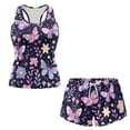thumbnail image 3 of Xoenoiee Butterfly Flower Print Women's Tankini Swimsuit Tummy Control Two Piece Bathing Suit Push Up Modest Swim Suits with Shorts for Pool Swimming Beach, S, 3 of 7