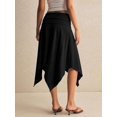 thumbnail image 2 of Women's Skirt, Elastic Waist Ruched Asymmetric Hem Midi Skirt, Fitted Flared Bottoms for Commute and Daily Wear, 2 of 6