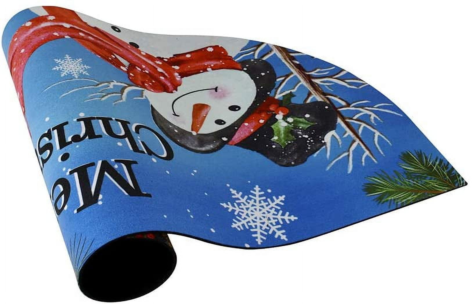 Half Round Rubber Door Mat, Decorative Indoor Outdoor Christmas Doormat Non Slip Front Door Mat, Easy to Clean Low Profile Mat for Entry Patio Garage High Traffic Areas, 17.7" x 29.5" (Xmas Doormat)