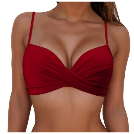 FhgihG Women Bikini Top Halter Push Up Bra Swim Top Padded Swimsuit Top Bathing Suit - XL