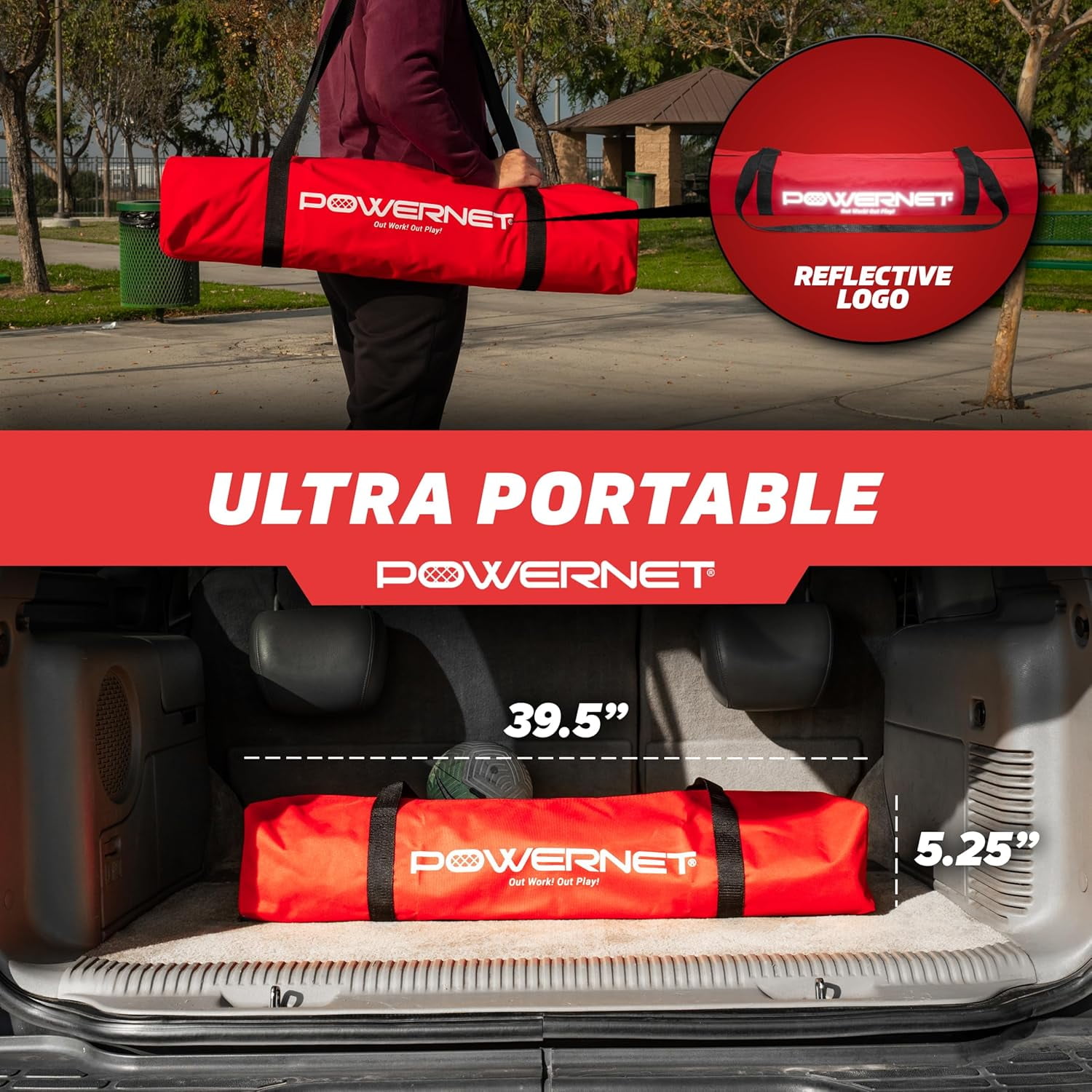 PowerNet Pitching Zone Pro Strike Zone Softball & Baseball Net, Portable Pitching Net with Targets, Includes Sandbags & Carry Bag