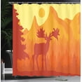 thumbnail image 3 of Ambesonne Elk Shower Curtain, Wapiti Mountain Deer and Trees, 69"Wx70"L, Vermilion Orange and Mustard, 3 of 4