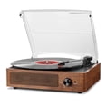 thumbnail image 1 of Tocadiscos de vinilo para discos de vinilo con altavoces, tocadiscos accionados por correa, soporte de 3 velocidades, reproducción inalámbrica Bluetooth, auriculares, entrada AUX, RCA Line LP, 1 of 5