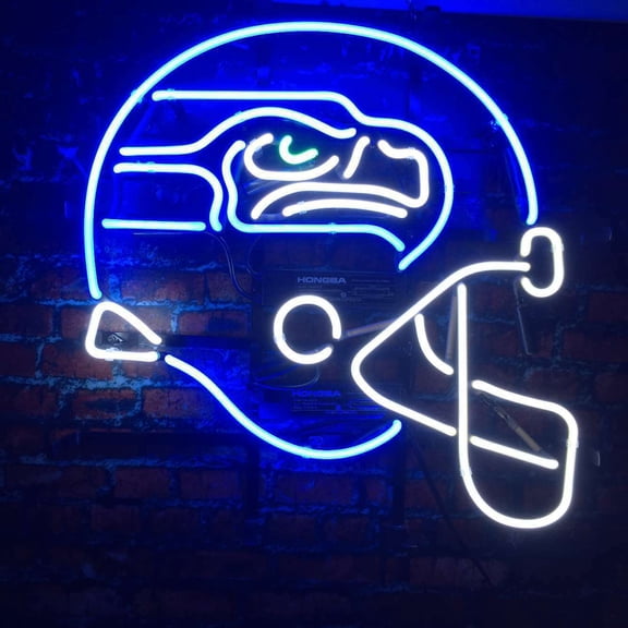 Queen Sense 20"x16" Seattle Sports Team Seahawk Helmet Neon Sign Man Cave Handmade Neon Light 120SSHH