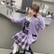 thumbnail image 2 of Kuromi Cinnamoroll 3Pcs Girls' Jk Plaid Skirt Set Anime Sanrioes Y2K Cardigan Pleated Skirt Kids Spring Autumn College Style Set, 2 of 5