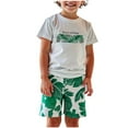 thumbnail image 2 of Mqqzkk Toddler Boys 2 Piece Summer Outfits Short Sleeve Graphic T-Shirts and Shorts Basic Kids Set 4-8 Years Olds, 2 of 6