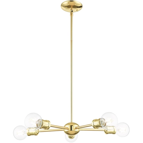 5 Light Polished Brass Chandelier with Steel base material