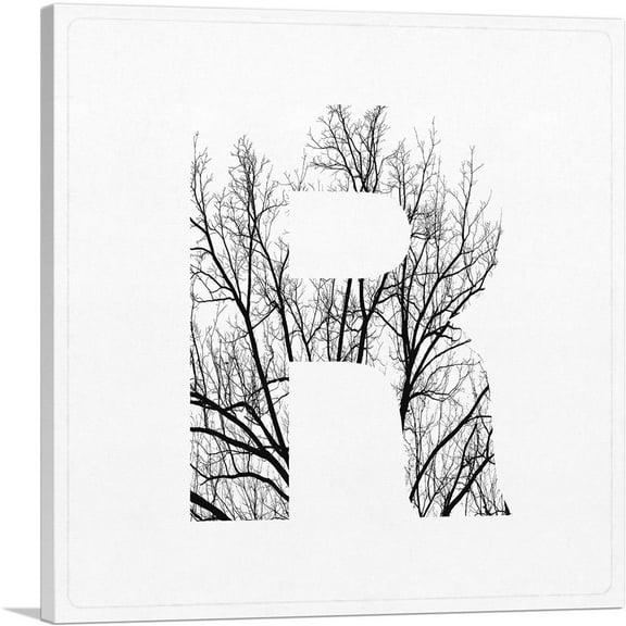 ARTCANVAS Tree Branches Alphabet Letter R Canvas Art Print - Size: 18" x 18" (0.75" Deep)