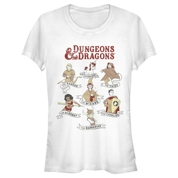 Junior's Dungeons & Dragons Cartoon Players  Graphic Tee White Large