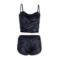 thumbnail image 5 of Aunavey Women's Velvet 2 Piece Outfit Spaghetti Strap Sleeveless Crop Top+ Shorts Set, 5 of 6