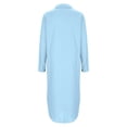 thumbnail image 5 of BUWTTER Womens Dresses Casual Summer Linen Shirt Long Sleeve Open Front Tunic Cover Up Loose Fit Maxi with Pockets Blue Dress S, 5 of 6