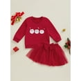 thumbnail image 4 of Toddler Kids Girls 2Pcs Thanksgiving Outfits 18 24 Motnhs 2T 3T 4t 5T 6T Long Sleeve Turkey Embroidery Sweatshirt + Tulle Skirt Set Baby Clothes, 4 of 9