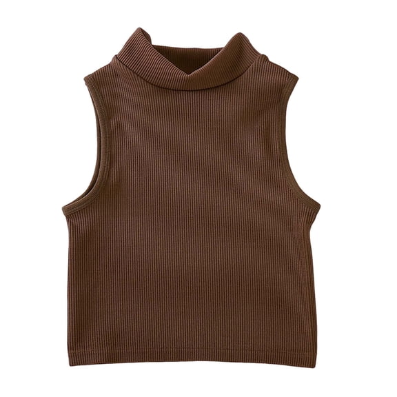 SCSAlgin Women's Spring Sleeveless Turtlenecks Tops Mock Neck Ribbed Solid Pullover Tank