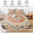 thumbnail image 5 of Twin Sze Fitted Sheet Set - Orange Beige Boho 2 Piece Bedding Sets 16" Deep Pocket Fitted Sheet with 1 Pillowcase, Vintage Ethnic Abstract Art Floral Brushed Microfiber Hotel Luxury Bed Sheets, 5 of 9
