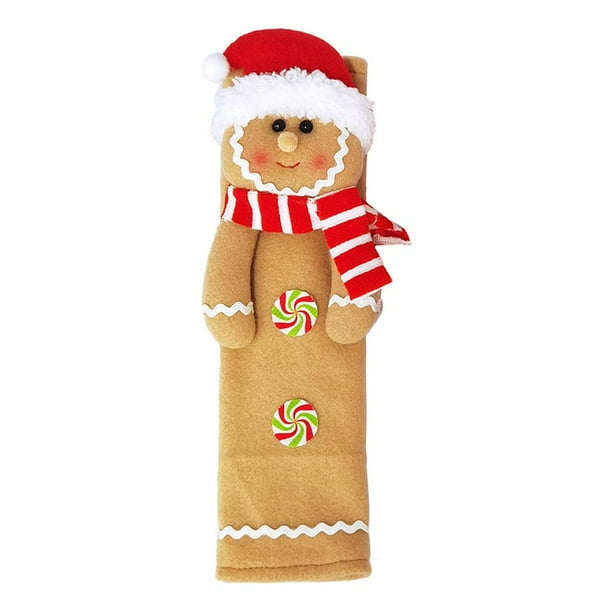 WAITLOVER Protector de manija de puerta para refrigerador, guantes para refrigerador, muñeco de nieve, alce y Papá Noel