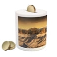 thumbnail image 2 of Mountain Piggy Bank, Surreal Saturated Photo of the Italian Twin Mountain Peaks with Silent Overcast Sky, Ceramic Coin Bank Money Box for Cash Saving, 3.6" X 3.2", Sepia, by Ambesonne, 2 of 4
