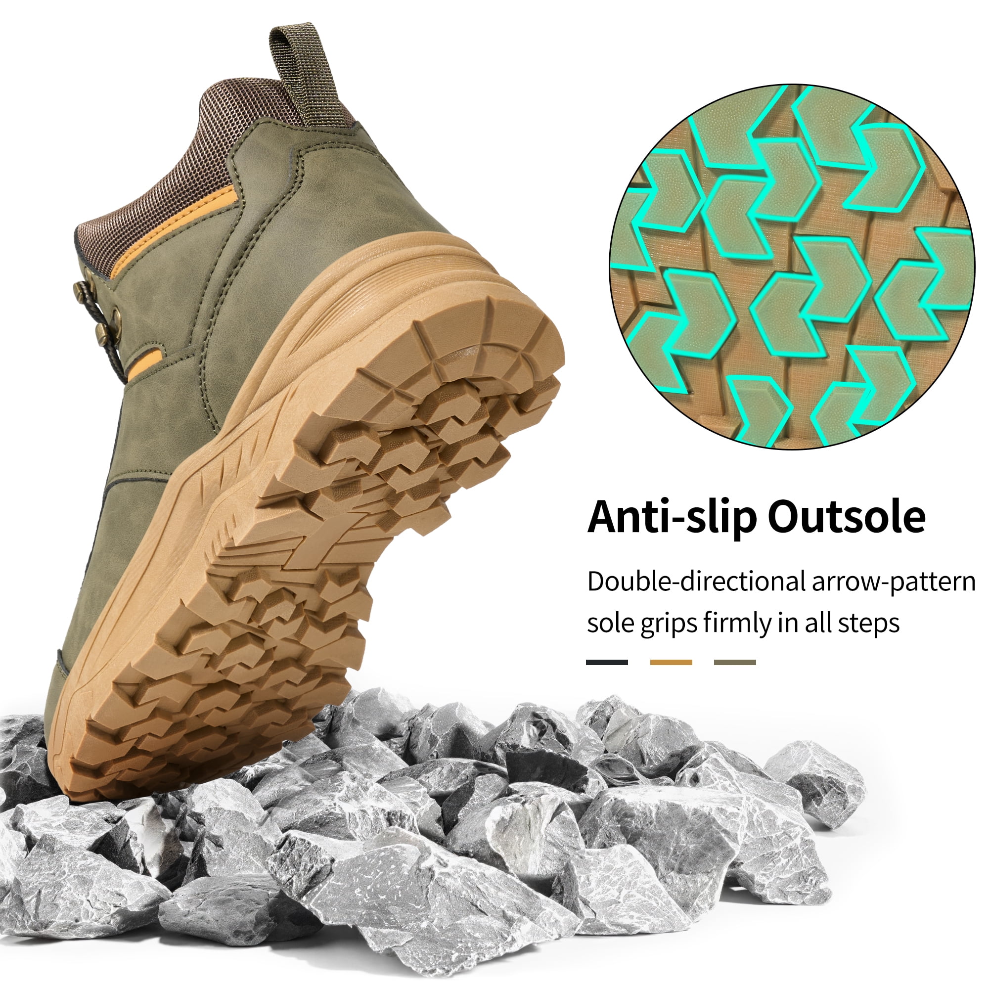 MeMoride Men's Ankle High Waterproof Hiking Boots Outdoor Trekking Camping Shoes