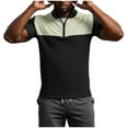 thumbnail image 4 of Ceisia Men's Slim Fit Short Sleeve Half-Zip Color-Blocked Top Waffle-Knit Texture Spring Summer Shirt Gift, 4 of 6