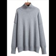 thumbnail image 1 of Suéter de Larga y Cuello Alto para Mujer, Estilo Informal, Holgado, de Punto Grueso, para Otoño e Invierno. Gris M, 1 of 7